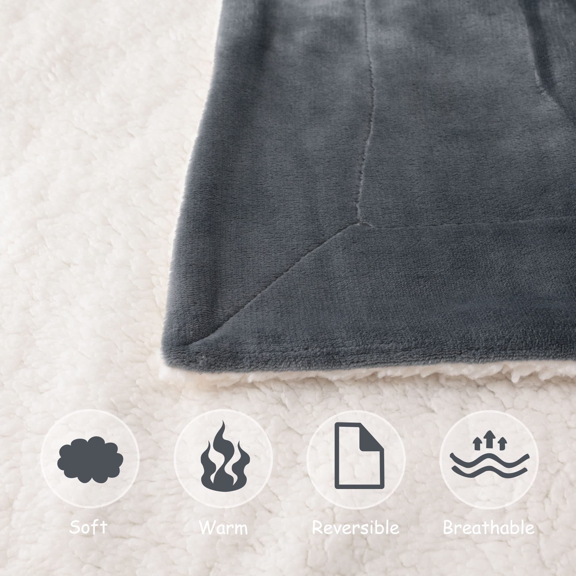 NANPIPER Coperta Sherpa per bambini, calda coperta in morbido pile per neonati (grigio, 76 x 101 cm)
