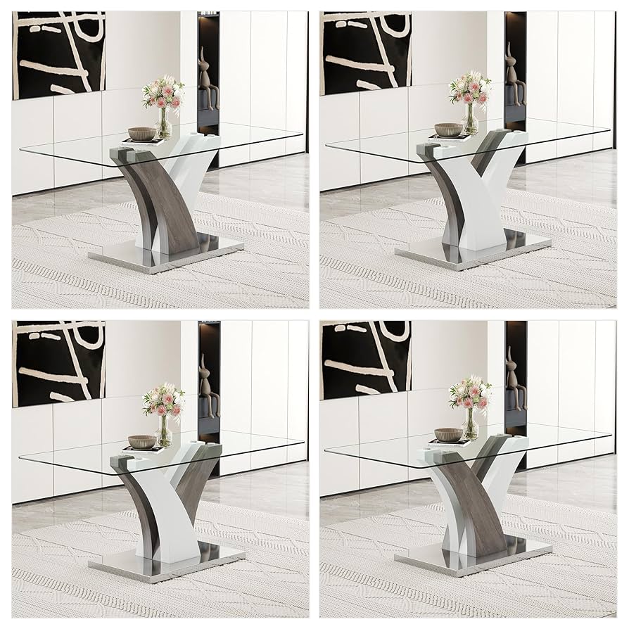 Amazon.com - LUFTUT Glass Dining Table Set for 6,71