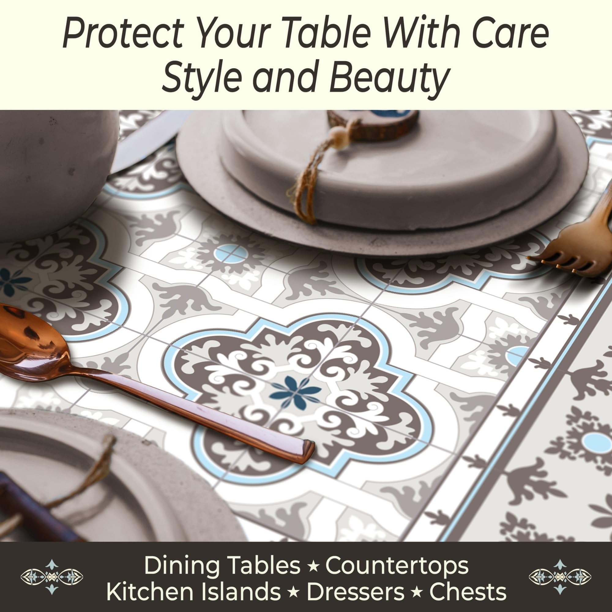 IRI-GIRI Salvamanteles decorativos y caminos de mesa de cocina con asas de calor hasta 365 F, antideslizante, lavable a mano y conveniente para platos calientes y ollas, 53 x 13 pulgadas, Toscana 7253