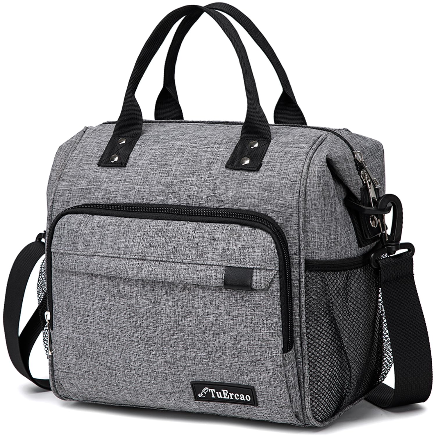 TuErCao Insulated Lunch Bag Soft Cooler Bag for Beach Travel Picnic, Adult Lunch Box for Women for Work, Dark Grey