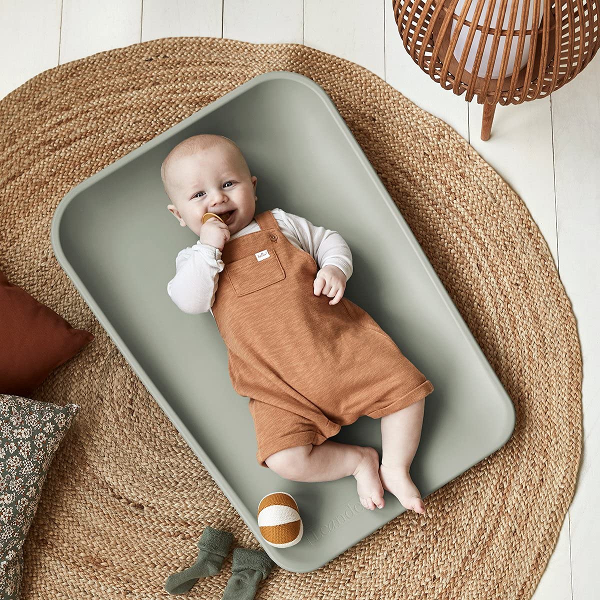 Leander Matty - Cuscino avvolgente + topper, colore verde sage