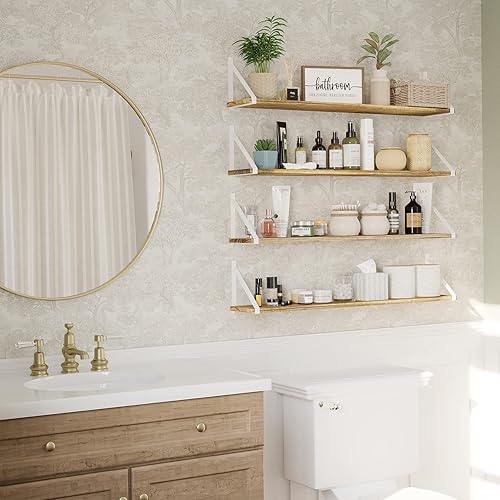 Miniatura 6 de Wallniture Bora - Estantes flotantes de 36 pulgadas de largo, estantes de pared rústicos para sala de estar, cocina, baño, oficina, estantería de