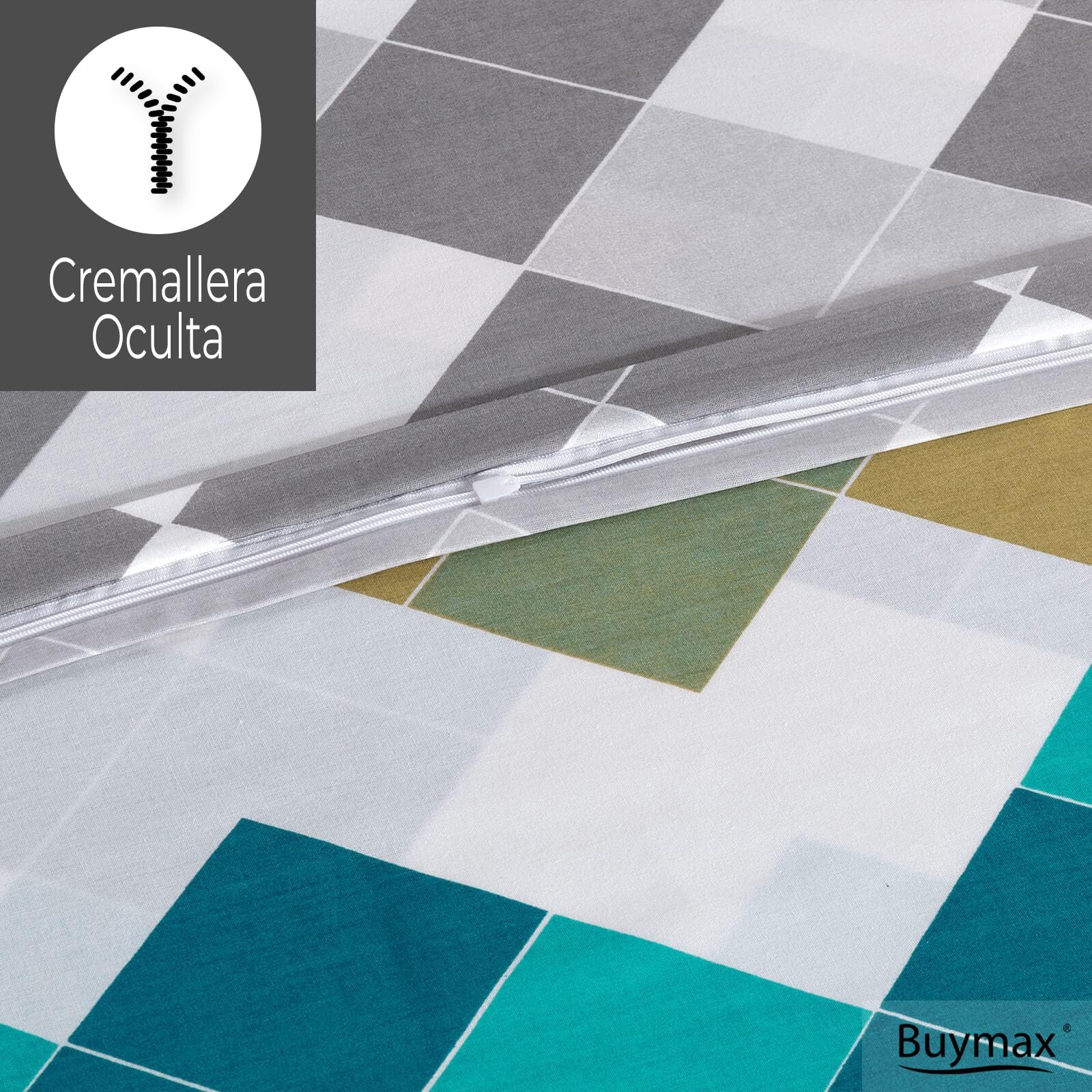 Buymax Ropa de cama de 200 x 220 cm, 100% algodón, 3 piezas, juego de ropa de cama de 200 x 220 cm con 2 fundas de almohada de 80 x 80 cm, certificado Öko-Tex Renforcé, juego de funda nórdica con