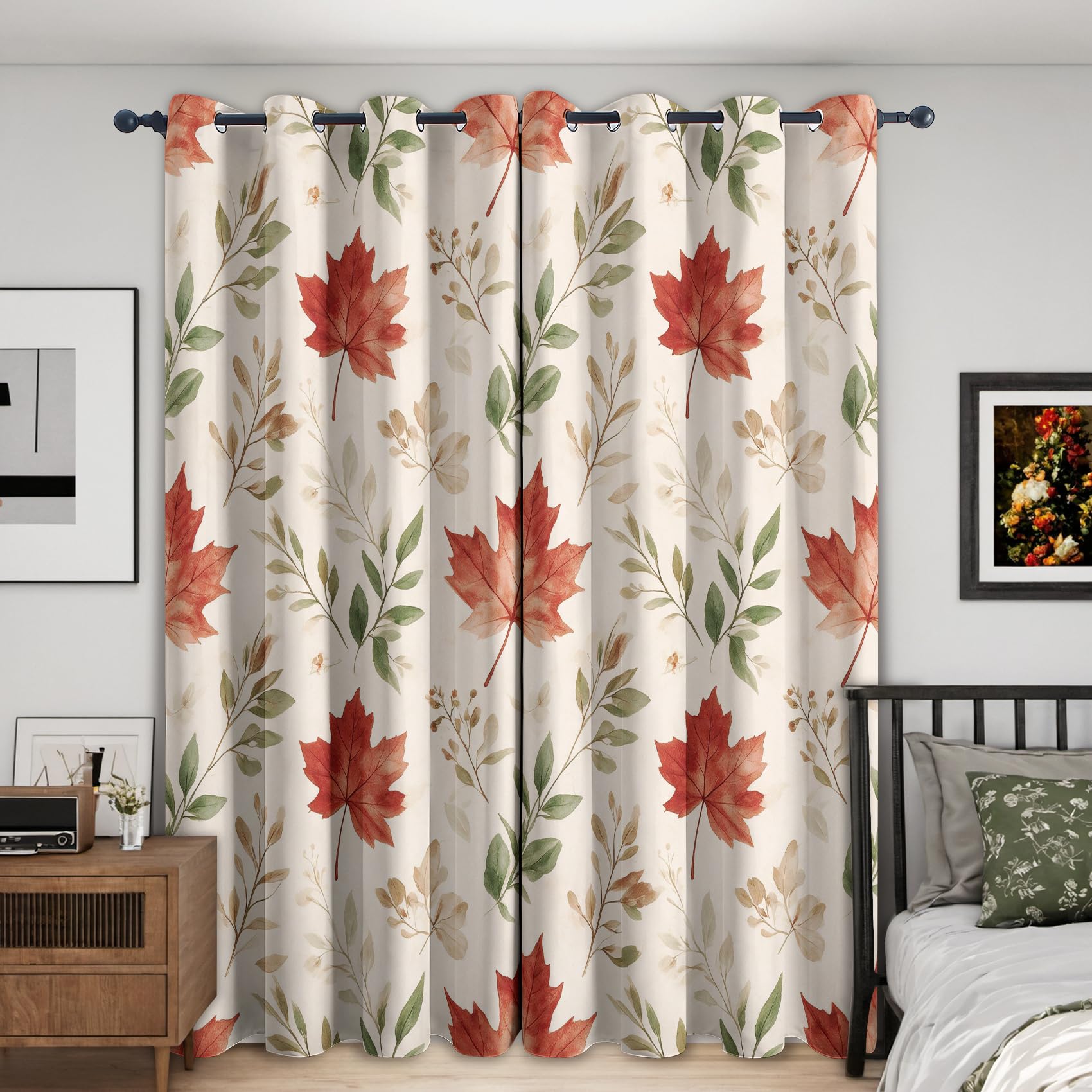 Maple Leaf Blackout Curtains 66x72 Inch 2 Panels — image 1