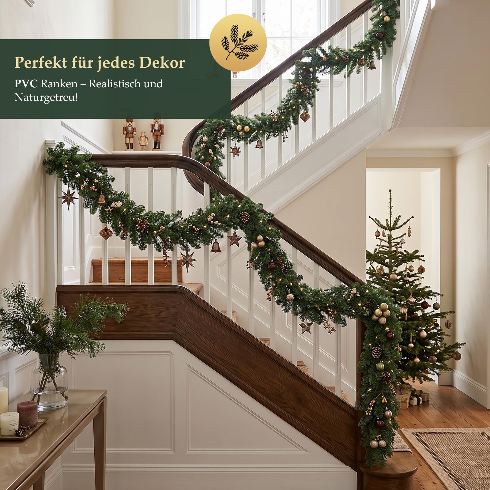 SALCAR Weihnachtsgirlande 20 m – Künstliche Tannengirlande ohne LED, Sattgrün, Wetterfeste Weihnachtsdeko für Innen & Außen, PVC Tannenzweiggirlande