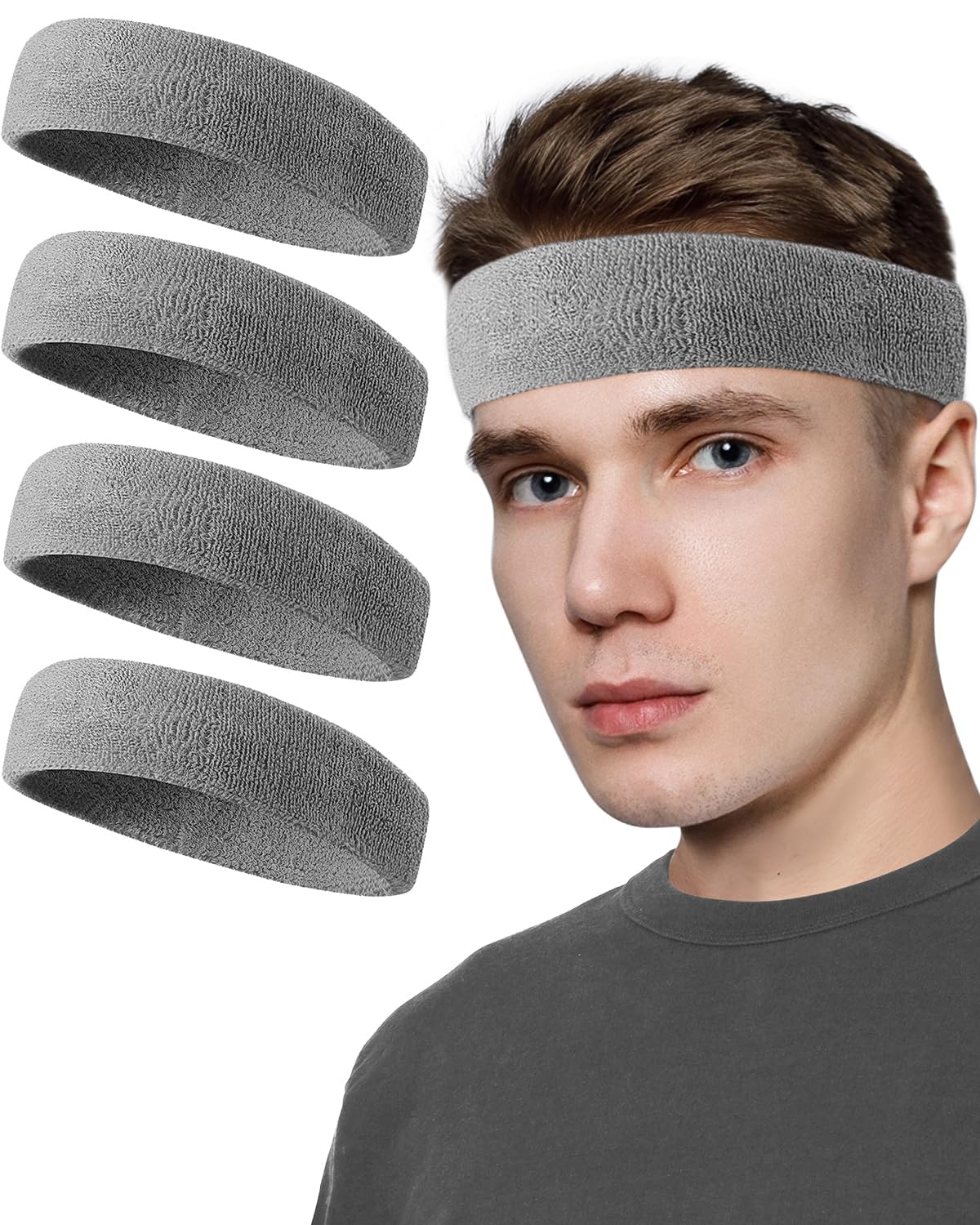 Tanluhu Sweatbands Sport Headbands for Men & Women,Terry Cloth Sweat Band for Tennis, Running, Basketball, Working Out, Execise - Athletic Sweat Cotton Headband Outdoor