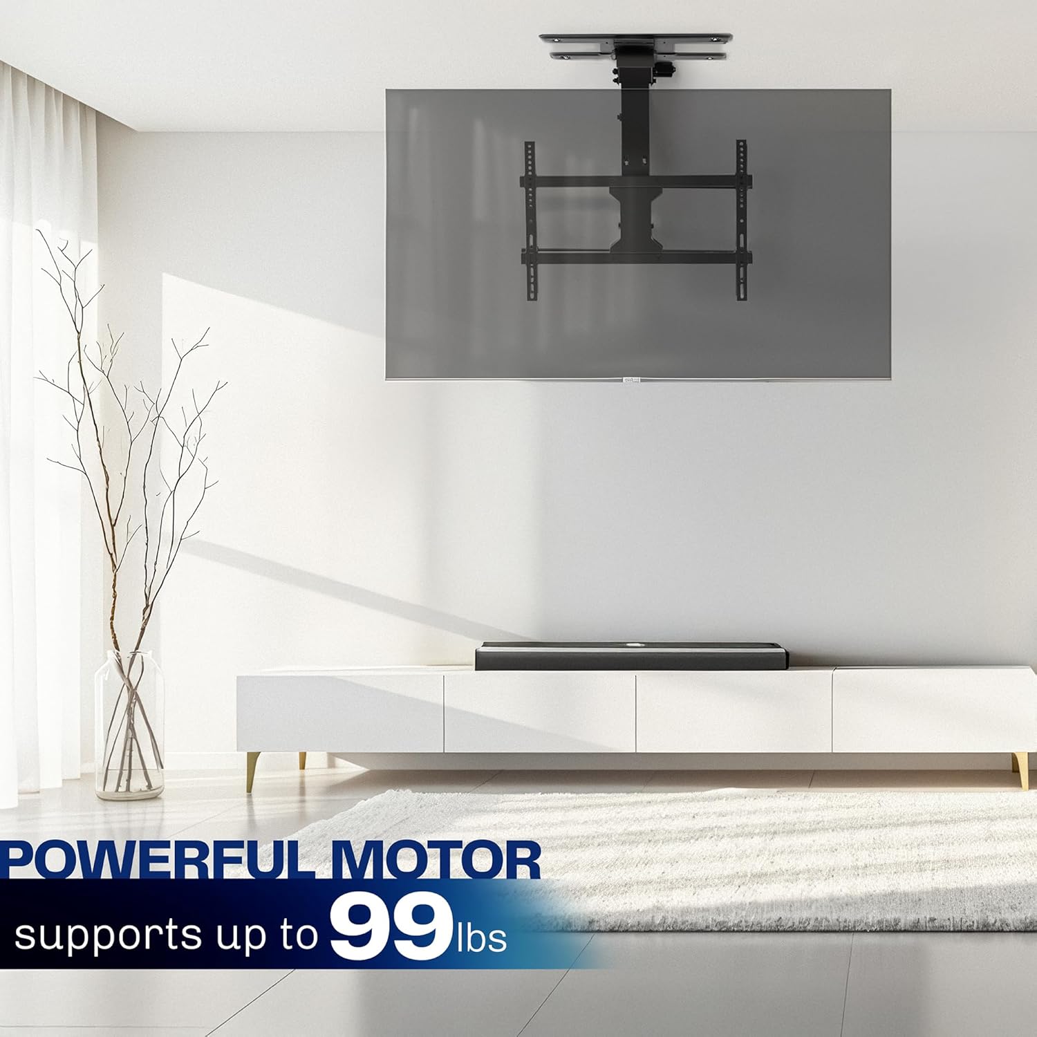 VIVO Electric Flip Down Ceiling TV Mount for 37 to 70 inch Screens, Large Motorized Flat or Pitched Ceiling VESA Mount, Holds up to 99 lbs, App and Voice Control, Black, MOUNT-E-FD75C