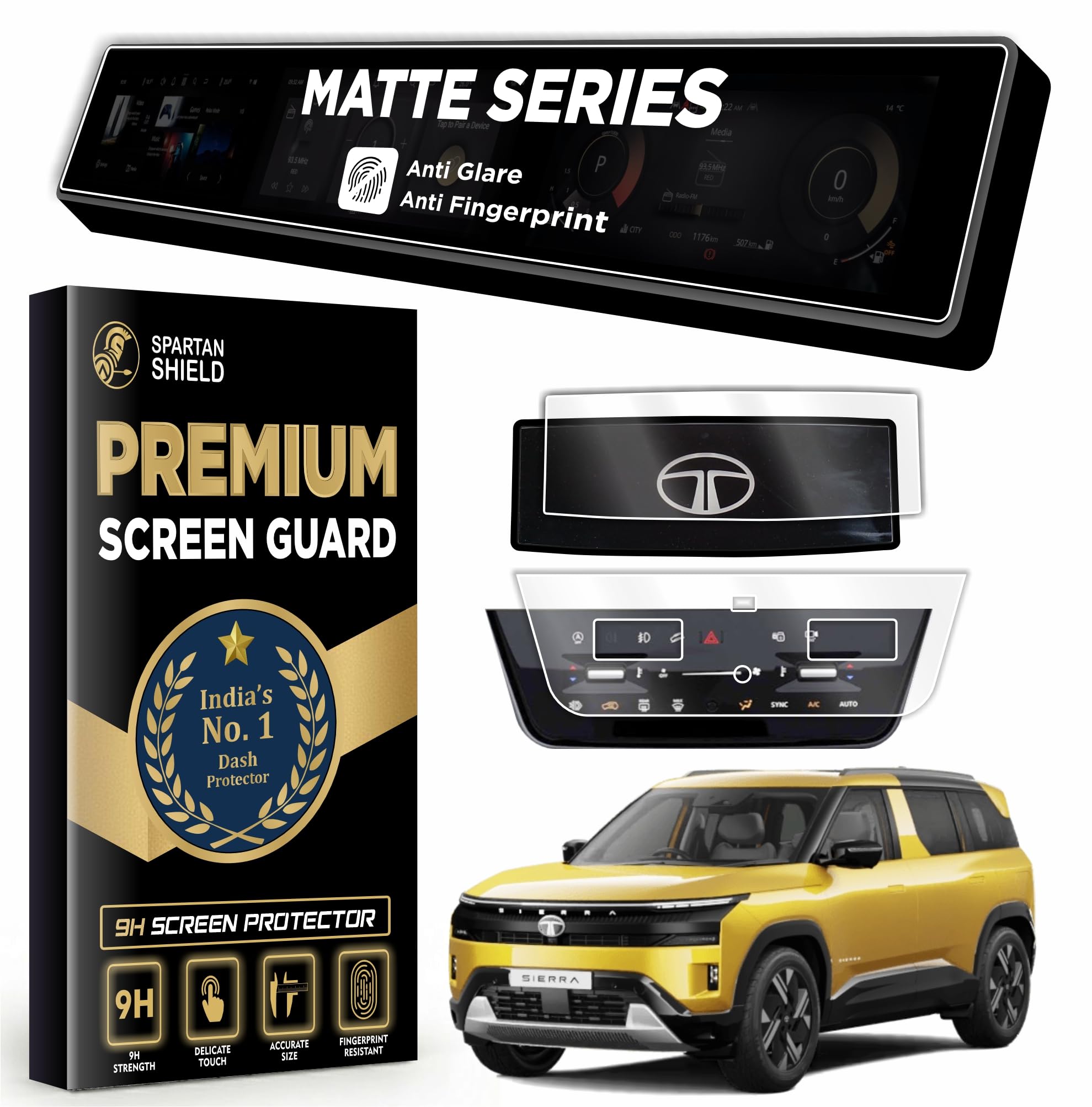 MATTE [3 PACK] Screen Guard For TATA SIERRA 2025 FACELIFT TOP MODEL ||12.3 INCH TRIBLE SCREEN INFOTAINMENT + STEERING CLUSTER + AC PANEL PROTECTOR Cars Accessories [NOT TEMPERED GLASS]-image-28