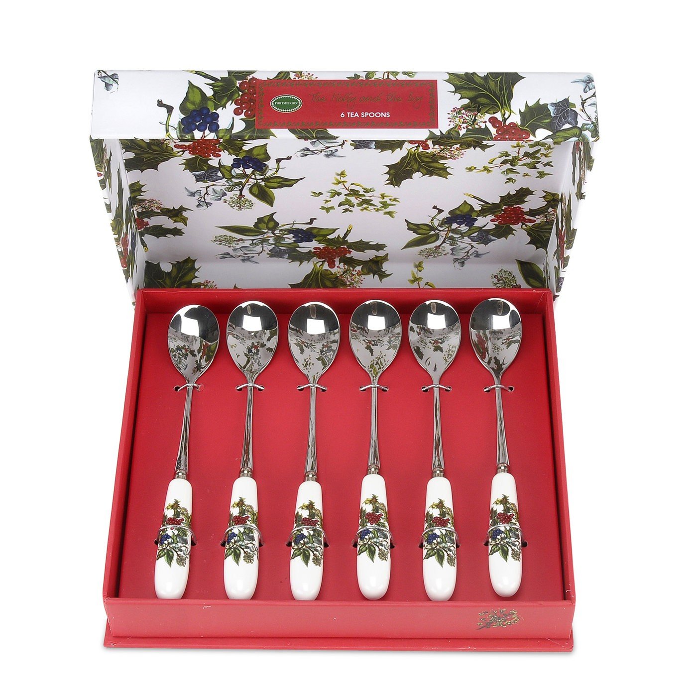 PORTMEIRION THE HOLLY AND THE IVY BOX OF SIX 6 X TEA SPOONS TEASPOONS SET