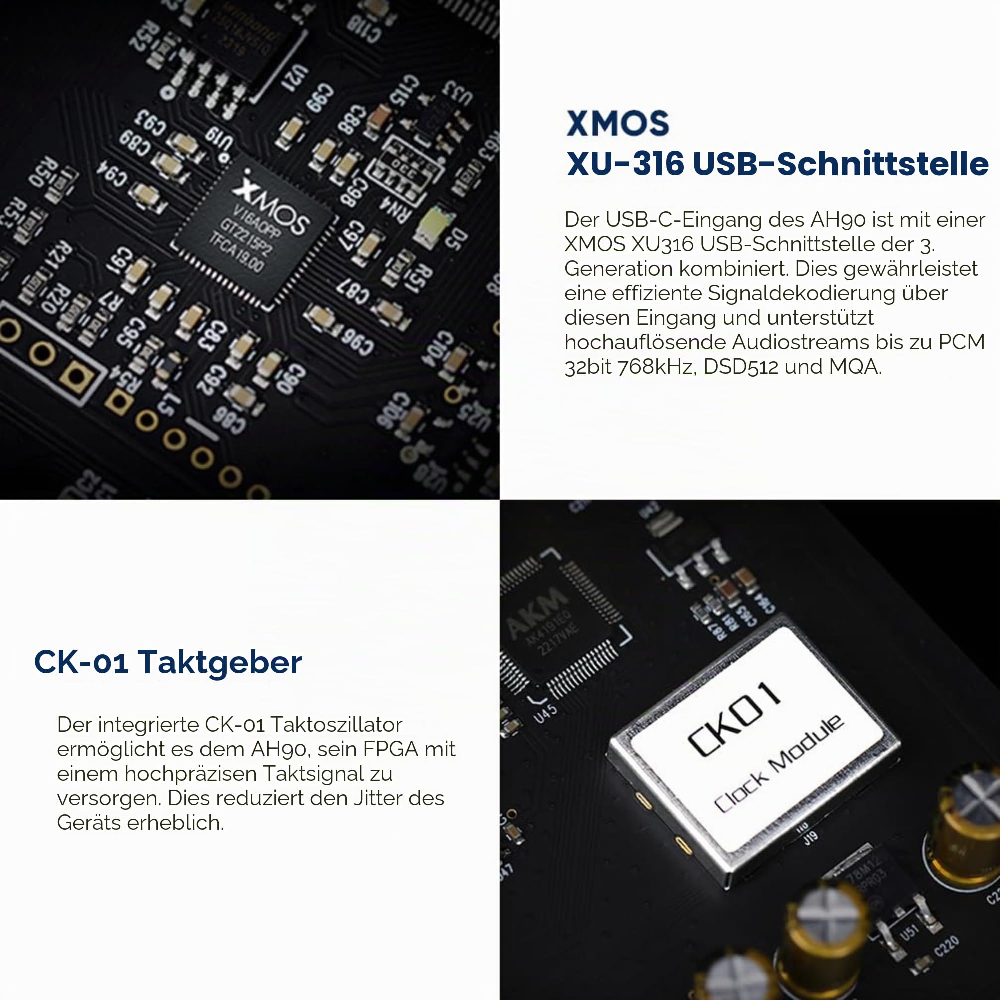 AOSHIDA Audalytic AH90 AK4499EX + AK4191 DAC Streamer, XMOS XU316 DSD512 PCM768kHz USB, Optische/Koaxial/LAN-Eingang, RCA/XLR Balanced Output, FPGA MQA 4.4mm/6.35mm Kopfhörerausgang (Schwarz)