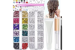 Kit de gemas faciales para el cabello con pegamento, joyas faciales coloridas,...