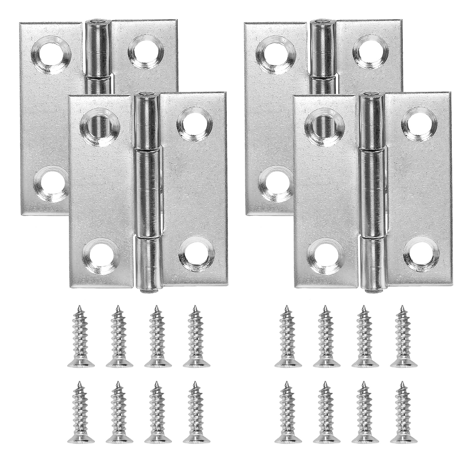 1.5" Door Hinge, Zernmiarder 12 Pcs Stainless Steel Butt Hinges, Silver Window Hinges, Interior and Outdoor Hinge with Screws, 38 x 30 x 1.2mm