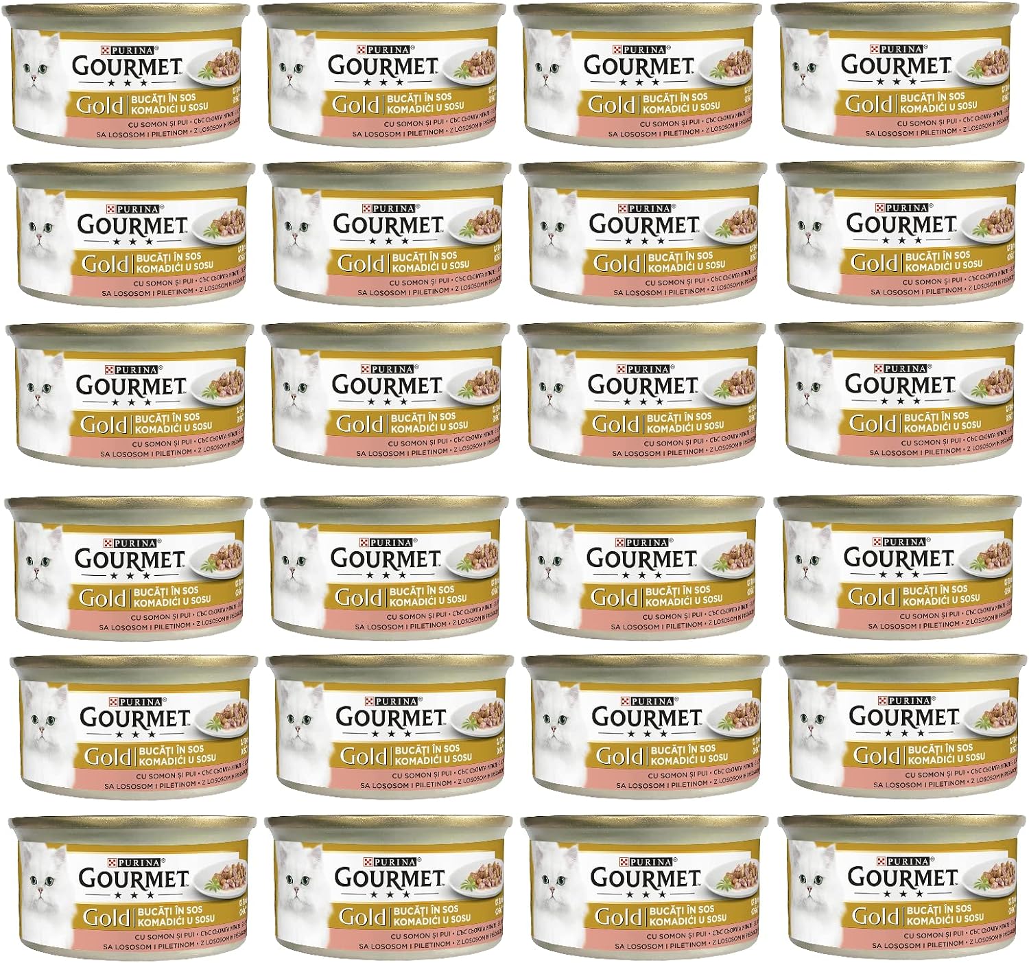 Gourmet Gold Parça Etli Soslu Somonlu ve Tavuklu Kedi Konservesi 85 Gr x 24 Adet