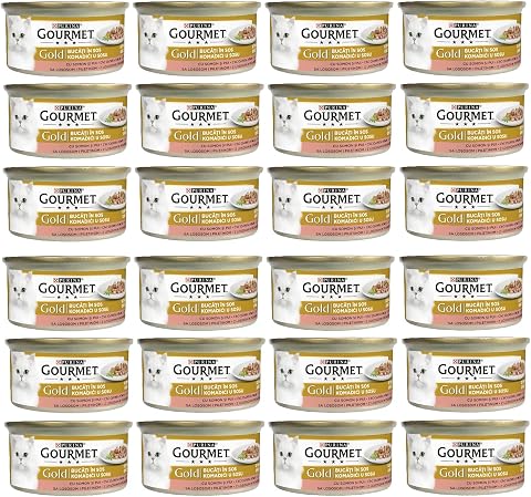 Gourmet Gold Parça Etli Soslu Somonlu ve Tavuklu Kedi Konservesi 85 Gr x 24 Adet