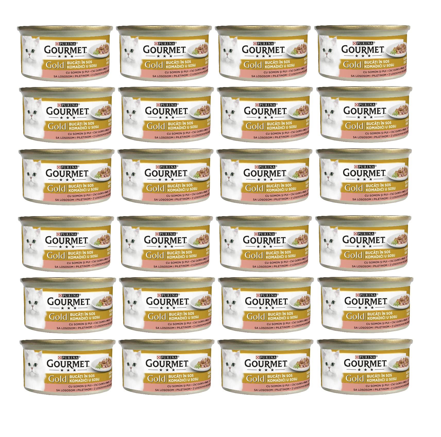 Gourmet Gold Parça Etli Soslu Somonlu ve Tavuklu Kedi Konservesi 85 Gr x 24 Adet