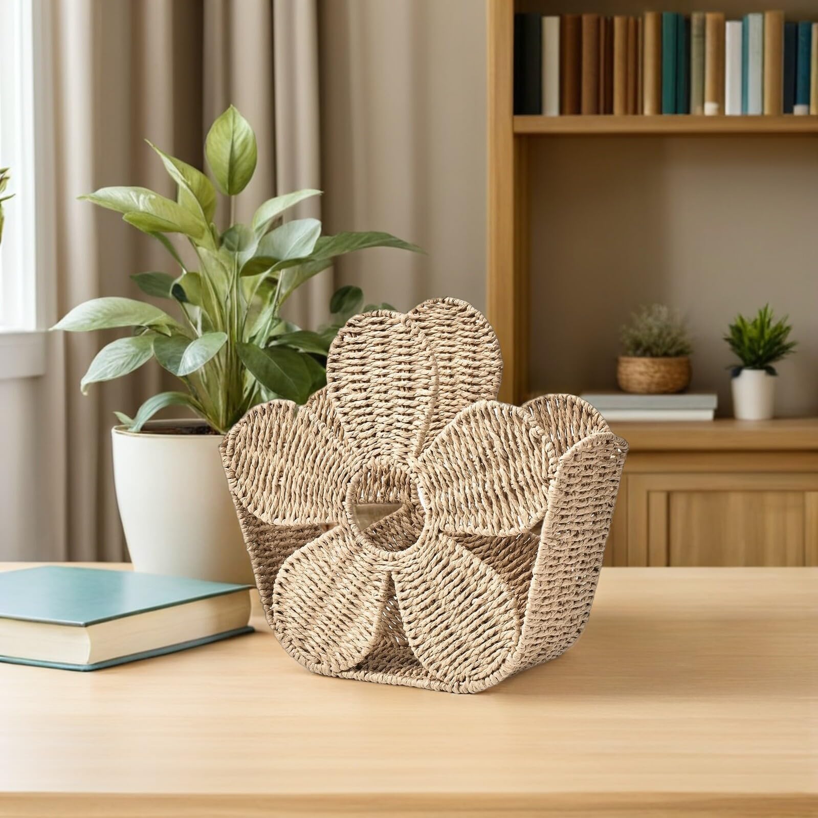 Woven Magazine Basket Koszyk Biurko Stabilny Tkany Organizer Czasopism Blacie Przechowywanie Plików Biurowych i Listów Dekoracyjny Kosz Kwiatowy Do Sortowania Pocztówki
