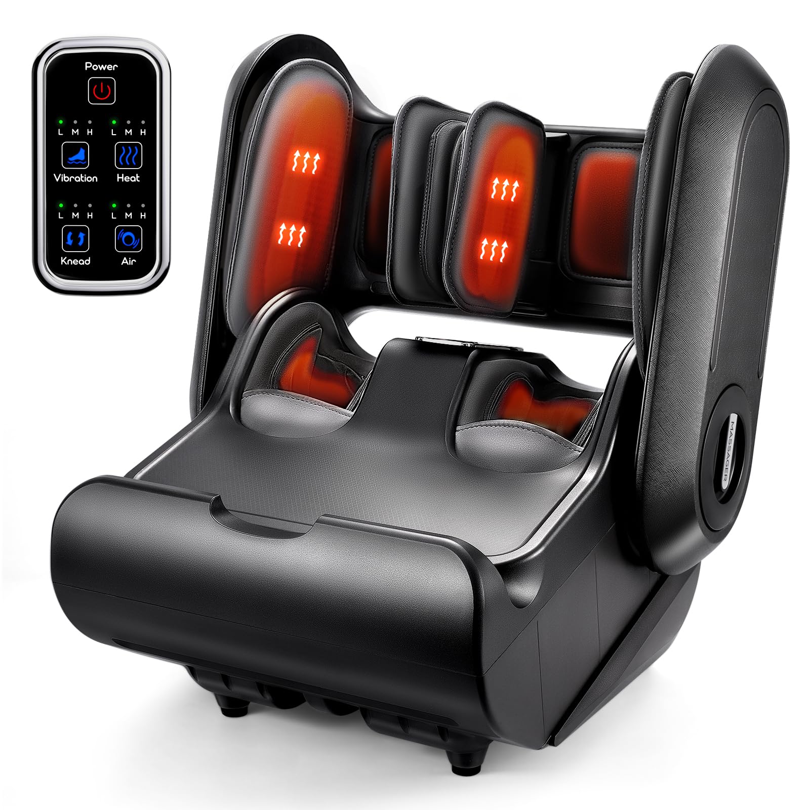 2 in 1 Shiatsu Foot Massager Machine Foot and Calf Massager with Adjustable Heat Deep Kneading Therapy Vibration