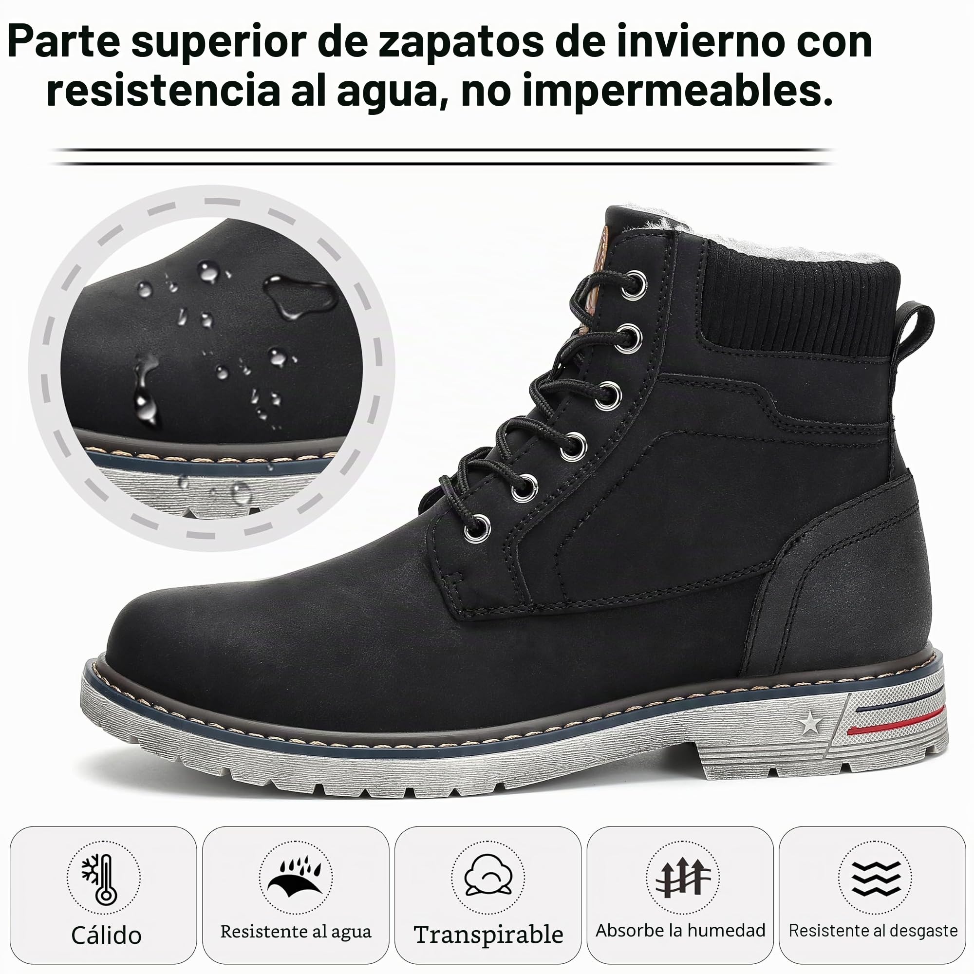Mishansha Botas de Nieve Hombre Mujer Invierno Negro Gr.36