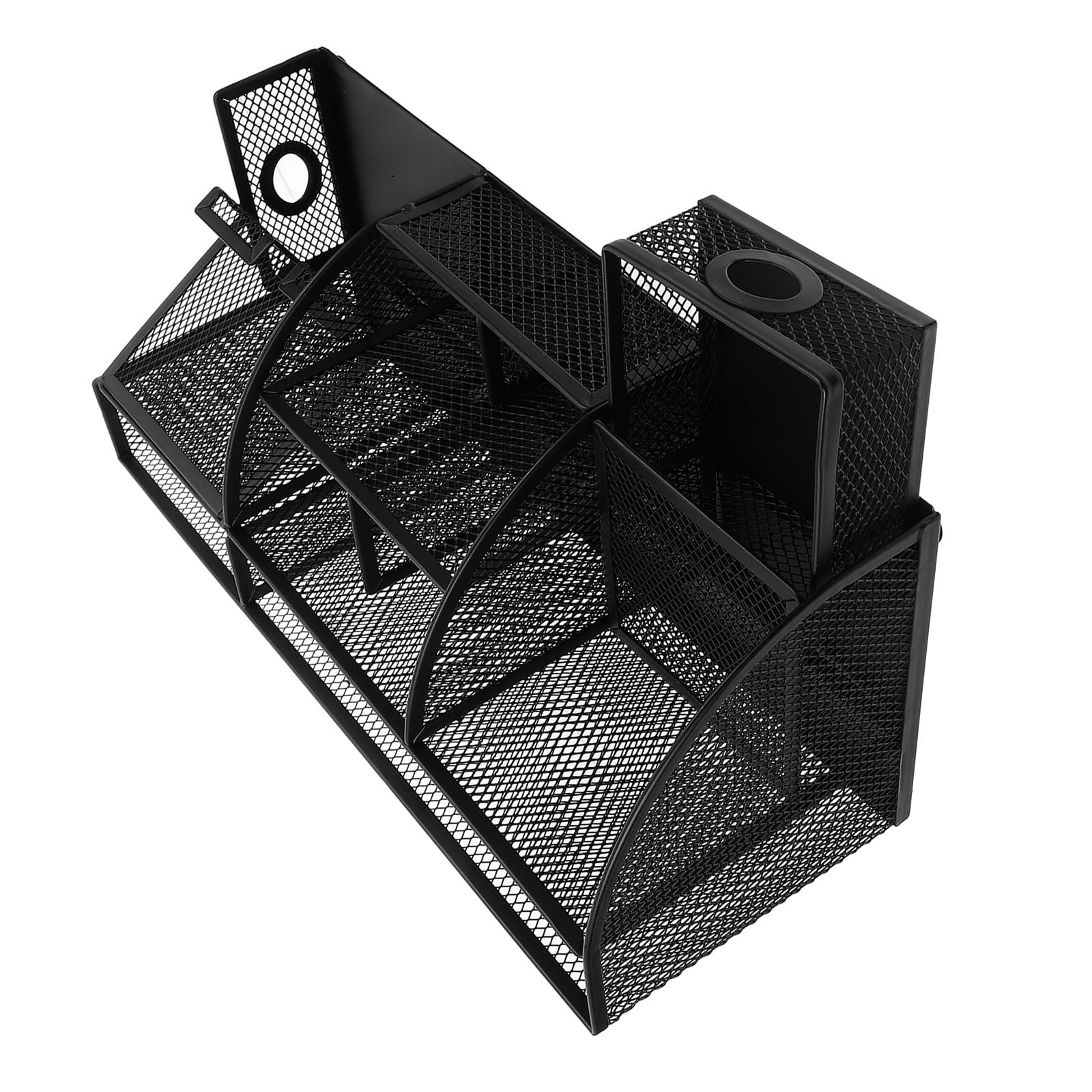 Cabilock Organizer da Scrivania in Metallo Nero 7 Scomparti Portapenne Multifunzione e Scatola Portaoggetti Compatta per Ufficio e Spazio Lavoro