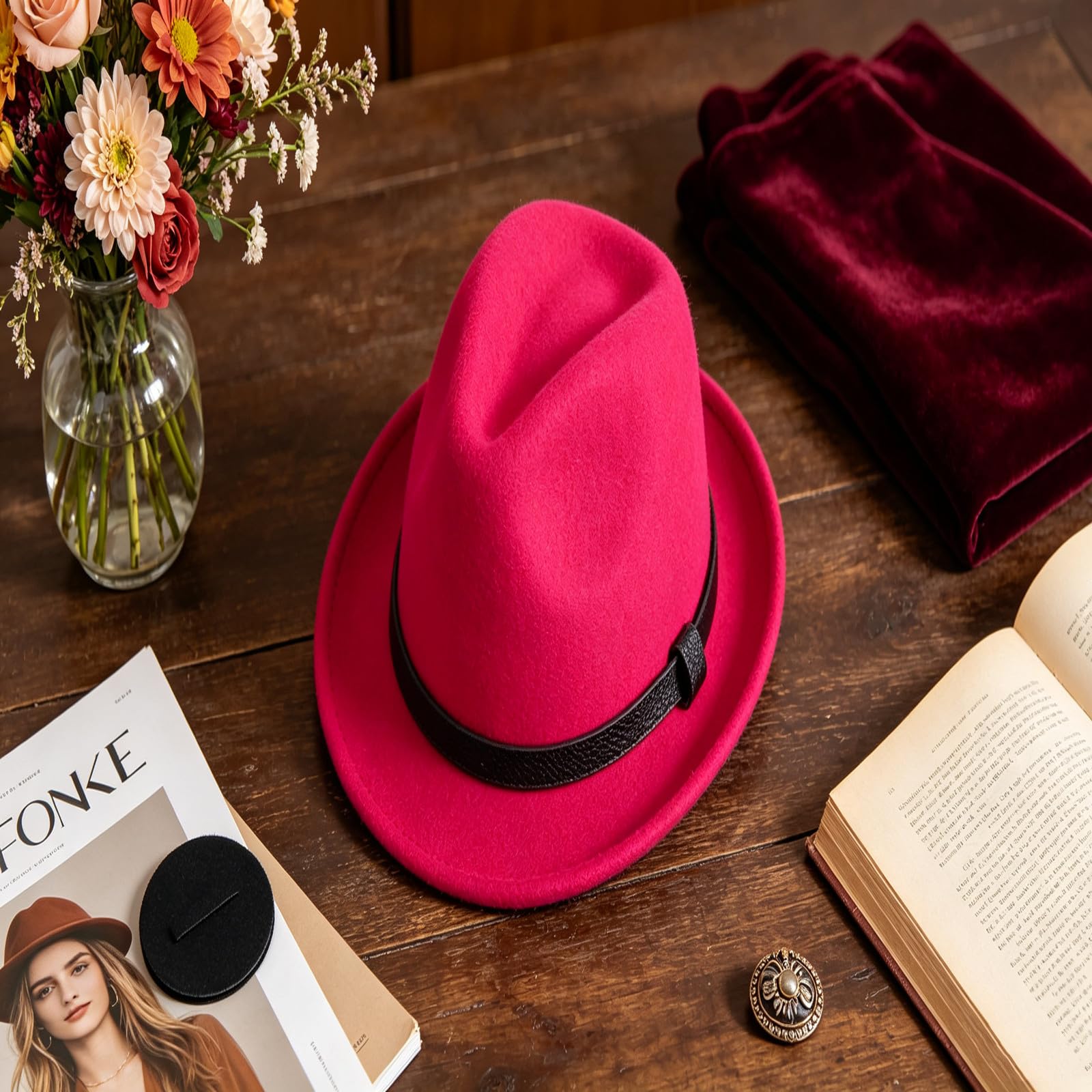 HEYANN Fedora Hut Mode Filz Hüte für Herren Damen Wollfilz Herrenhut Jazz Cap Kurzer Krempe Trilby Hut mit Eleganter Panama Hut Damen Gentlemans