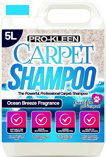 Pro-Kleen Professional Carpet & Upholstery Shampoo  Ocean Fresh Fragrance 5L - High Concentrate Cleaning Solution - Suitable for All Machines
