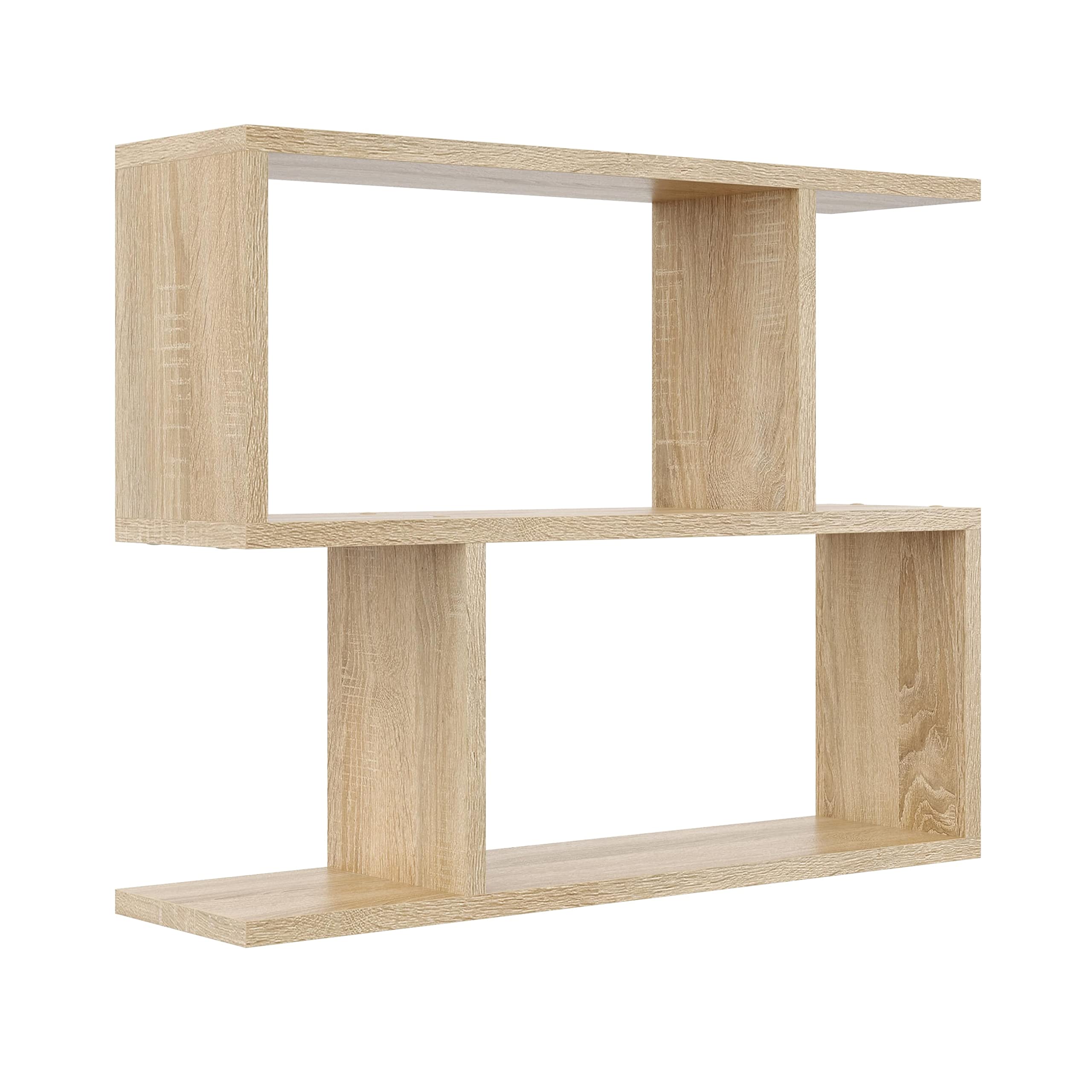 Mensola da parete decorativa a 2 ripiani, 70 x 55 x 18 cm, design scandinavo e moderno, per soggiorno, cucina, ufficio, camera da letto, bagno, biblioteca (rovere Sonoma)