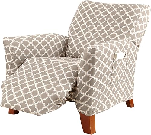 Great Bay Home Funda reclinable de sarga estampada. Funda elástica de una pieza para sillón reclinable. Funda reclinable sin tirantes para sala de
