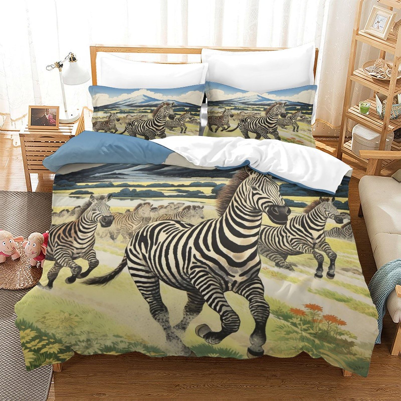P1S9U7W5Y 3D Printed Savanna Zebra 3pcs Microfiber Zebra Design Duvet Cover Set Bedding Set King