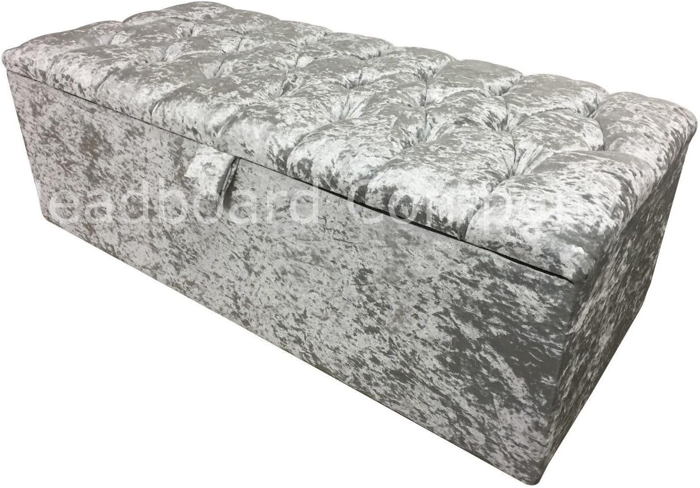 mm08enn Crushed Velvet Large Stylish Crystal Diamante Ottoman Toy