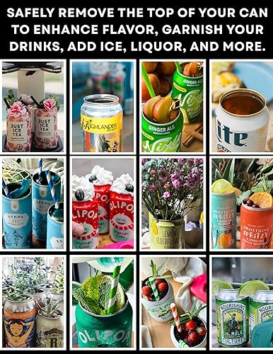 Miniatura 8 de Draft Top Lift - Abrelatas universal en topless, removedor de tapa de aluminio de borde liso para cerveza, cócteles y refrescos, ideal para portón