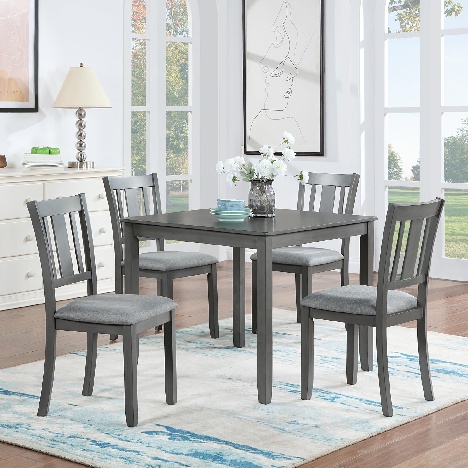 Amazon.com - LUMISOL Farmhouse Dining Table for 4, Wood Square