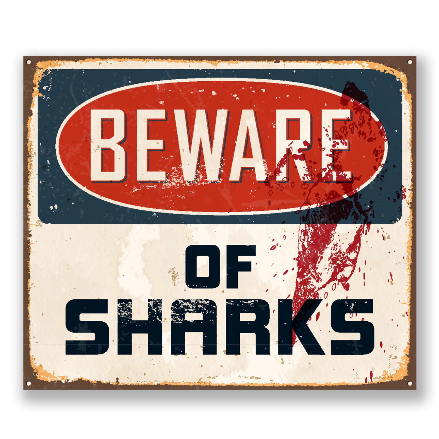 Destinationvinyl Multi 2 X 10Cm Beware Of Sharks Sticker Car Laptop Decal Sign Surf Camper Van #6526 (10Cm Wide X 8.5Cm Tall)