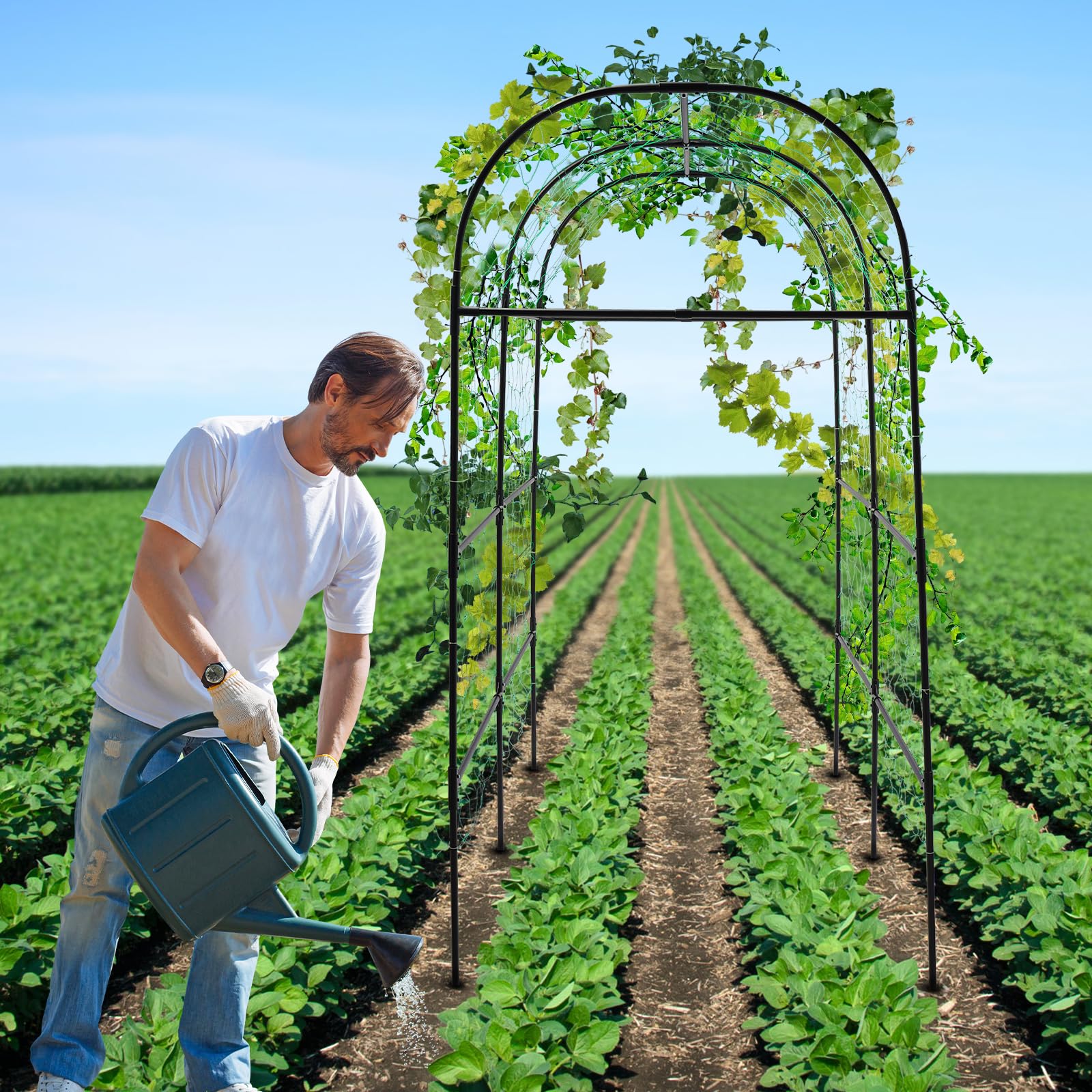Treillis pour plantes grimpantes, 115 x 183 x 230 cm, grille de concombre de jardin pour plantes grimpantes, pois, fruits, vignes, treillis d'extérieur