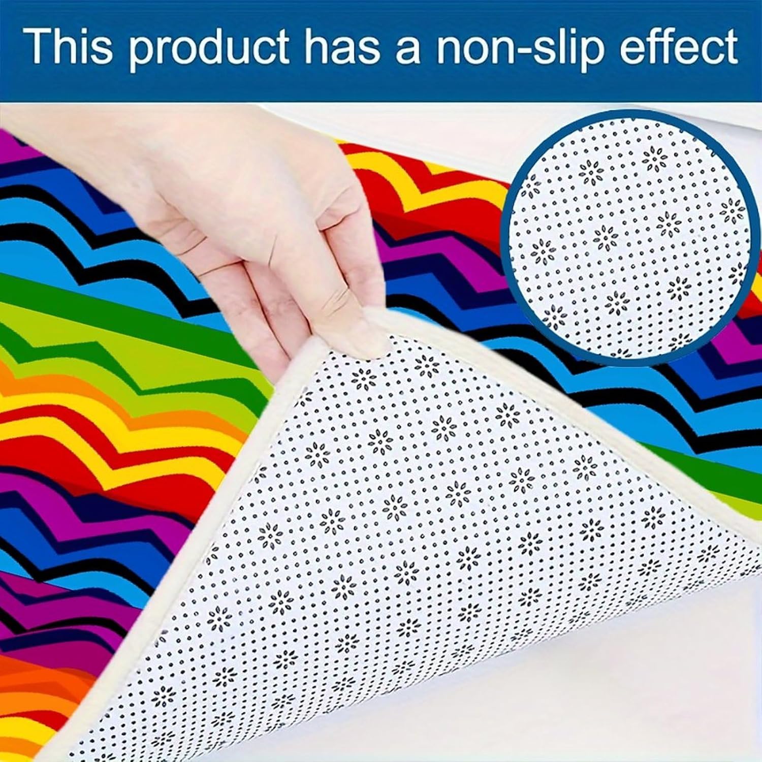 Gay Pride Rainbow Pattern Kitchen Mats Soft Absorbent Rugs for Floor Non Slip Washable Kitchen Mats Fashion Rectangular Rugs for Three-Piece Set for Laundry Office Home Sink