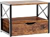 IBUYKE 2 Tier Desktop Printer Stand,Multi-Purpose Desk Organizer,Wooden Printer Stand with Drawer Storage for Folders,Books,for Fax Machine, Scanner,Home Office,Rustic Brown TLJ006H