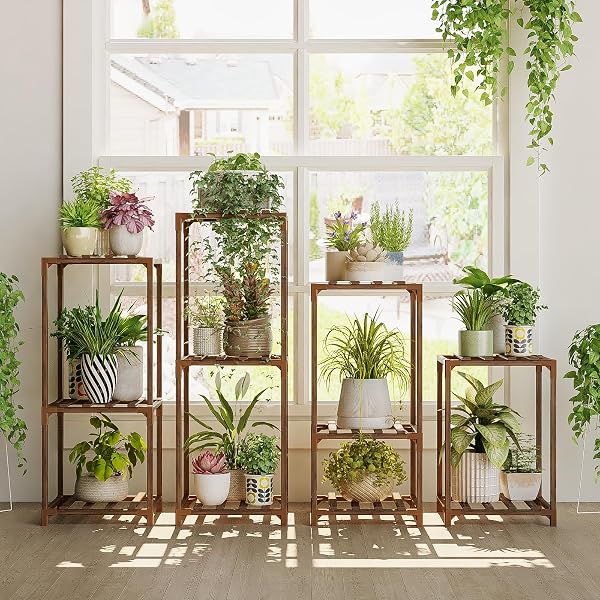 Bamworld 4 Set Plant Shelves for Indoor and Outdoor Use
