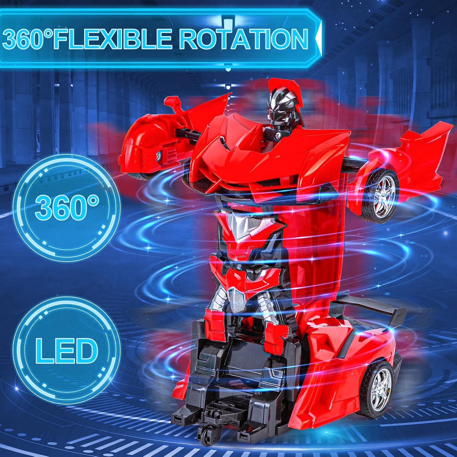 Refasy RC Cars for Boys Age 4-7,Remote Control Transformation Car Robot Toys for Child Electric Deformation Car Vehicle Toys for Kid 8-15 Ages Transforming Toy Deformed Cars Best Birthday Toy Red