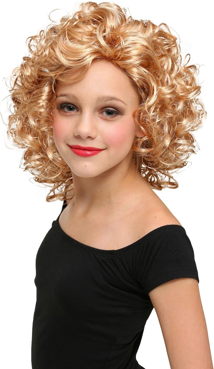 Grease Girls Bad Sandy Wig Curly Golden Ringlets Costume Accessory
