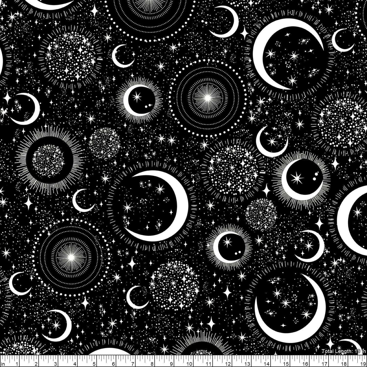 Timeless Treasures Fabrics Glow in The Dark Moons and Stars Glow in The Dark