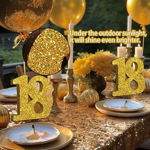 Miniatura 3 de Decoraciones de cumpleaños con número 1 con purpurina dorada, centros de mesa para decoración de mesa, decoración de mesa de cumpleaños de