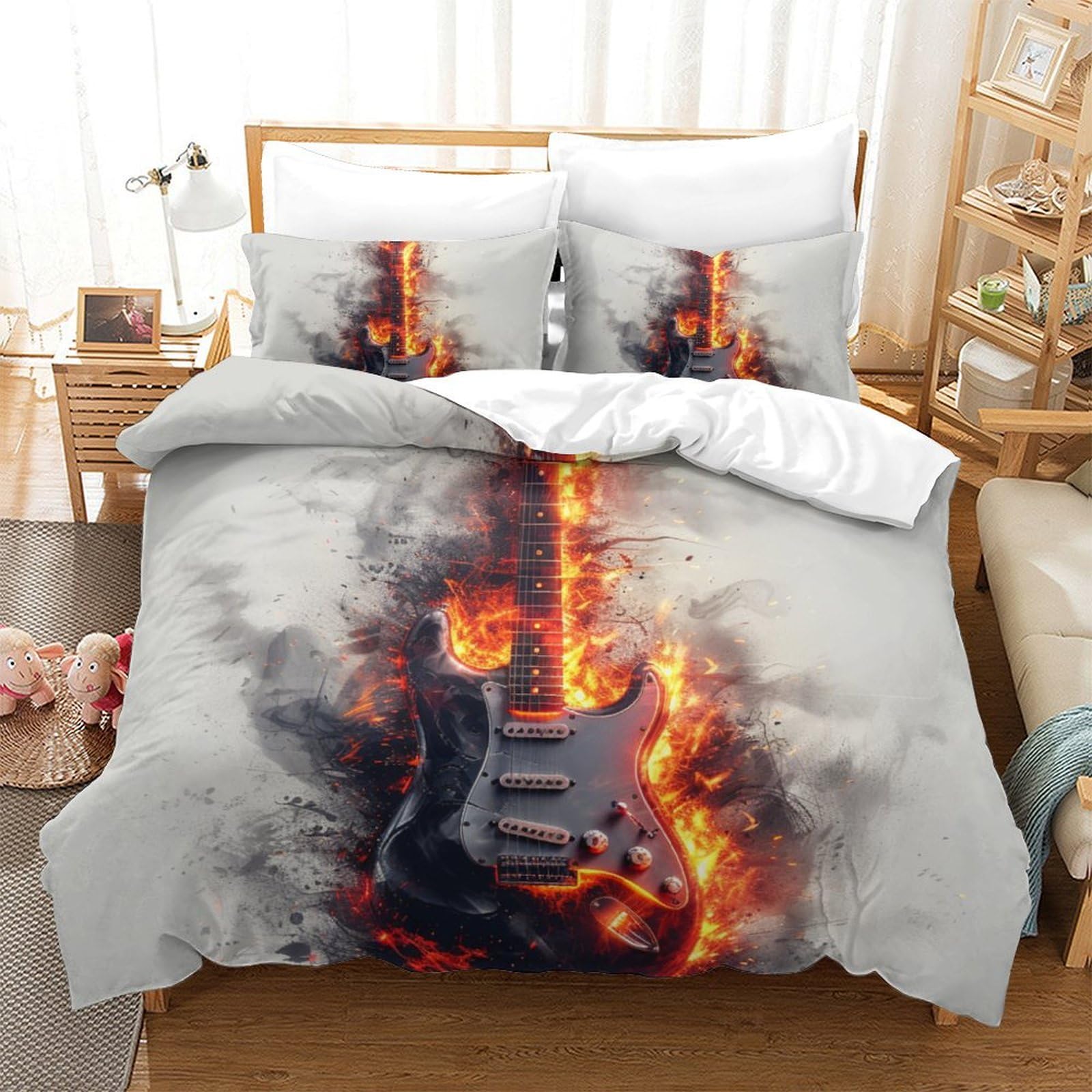 Housse de couette guitare 3D respirante pour une chambre d'ado ou de musicien au confort absolu