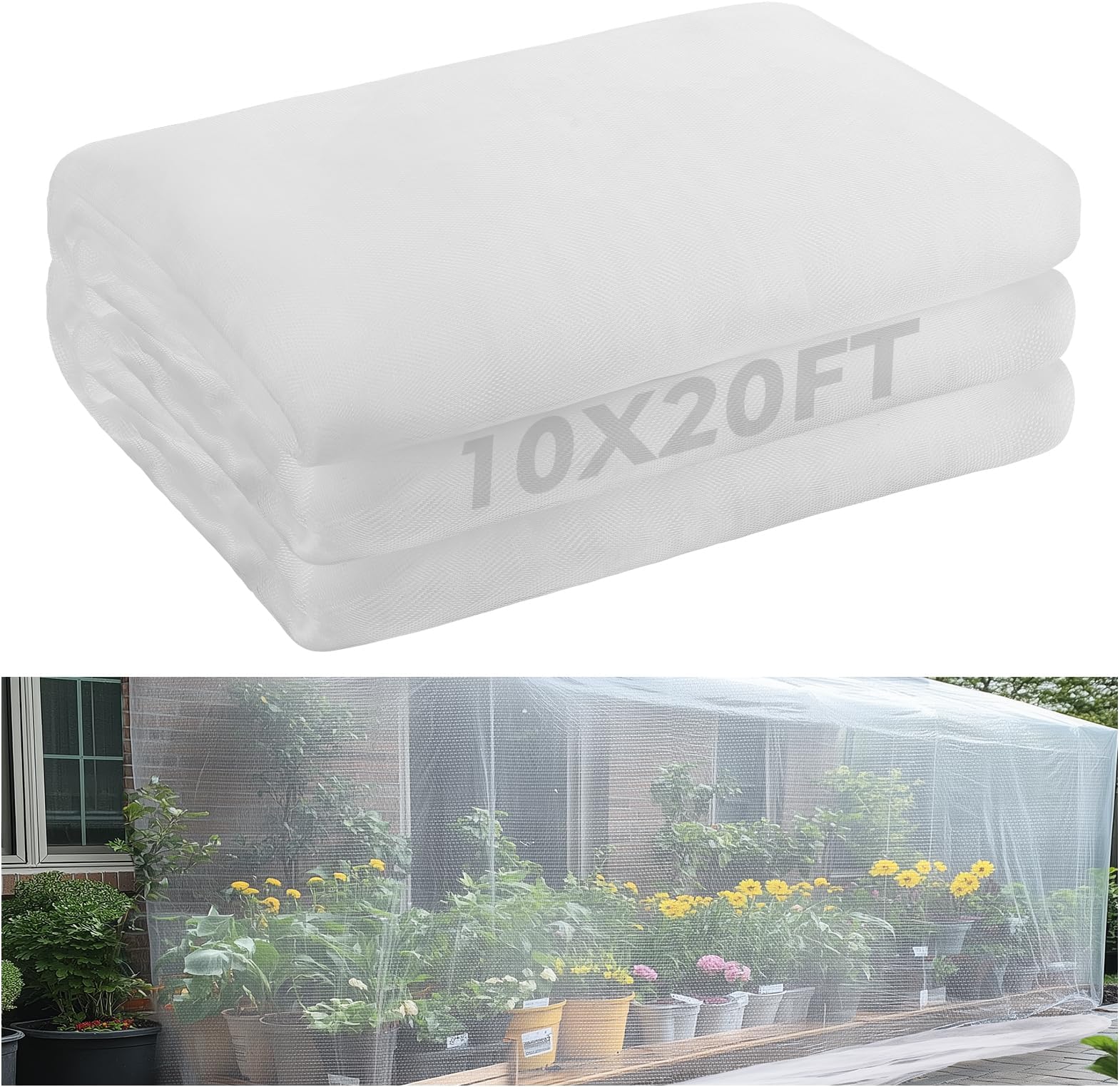 10x20ft Large Garden Netting - Ultra Fine Mesh Plant Covers to Keep Small Animals Pest Out, Bird Barrier for Protecting Vegetables Fruits Flowers Raised Beds (Without Support Pole)