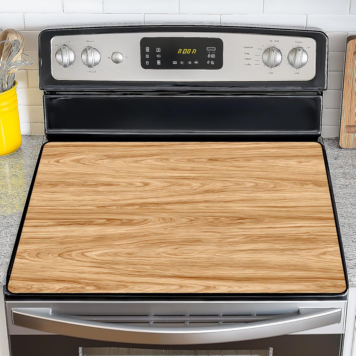 NYZE Stove Top Cover for Electric/Glass Stove Wood Color Flat Top Cooktop Protector, Electric Cooktop Cover, Extra Counter Space for Kitchen