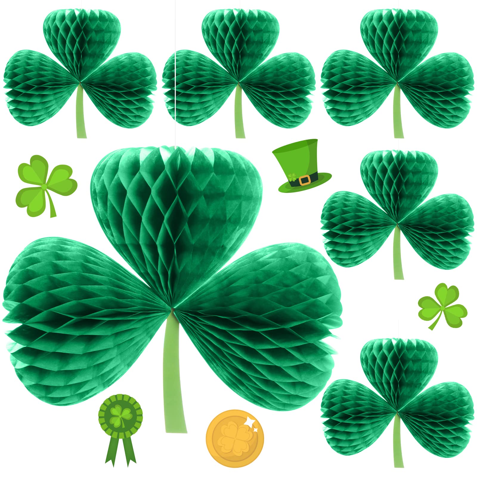YUANYUAN 6Pcs Shamrock Honeycomb Hanging Ornaments St. Patrick 's Day Shamrock Honeycomb Hanging Ornaments Clover Hanging Decorations for St. Patrick 's Day Party Decoration