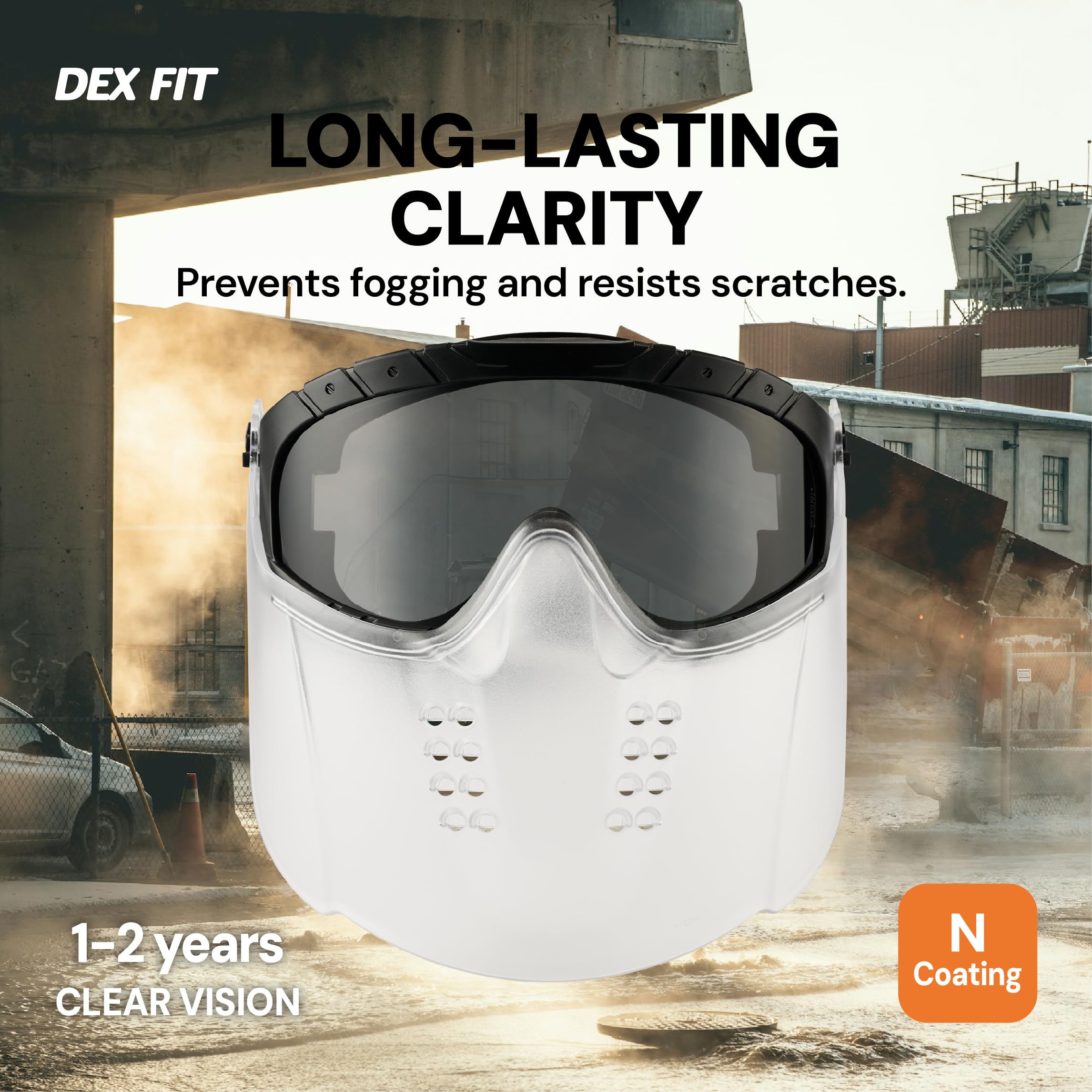 DEX FIT Gafas de seguridad SG220, protección ocular de laboratorio de visión amplia y salpicaduras químicas, antivaho y resistentes a los arañazos, aprobadas por Z87.1