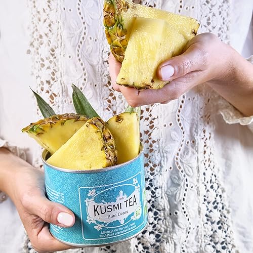 Miniatura 5 de Kusmi Tea Blue Detox - Lata de té suelto de 3.5 onzas, mezcla orgánica de hierbas con sabor a té verde, mate y piña