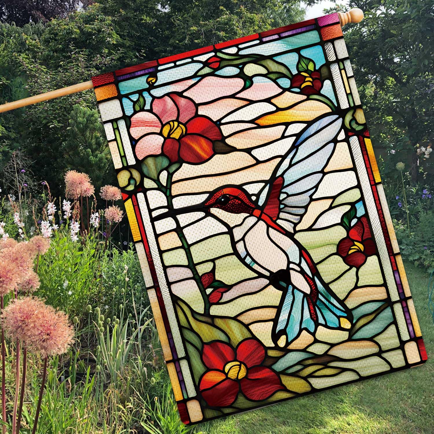 Jauageon Gartenflagge Mit Kolibri – Doppelseitige Rustikale Flagge Für Hof, Rasen & Balkon