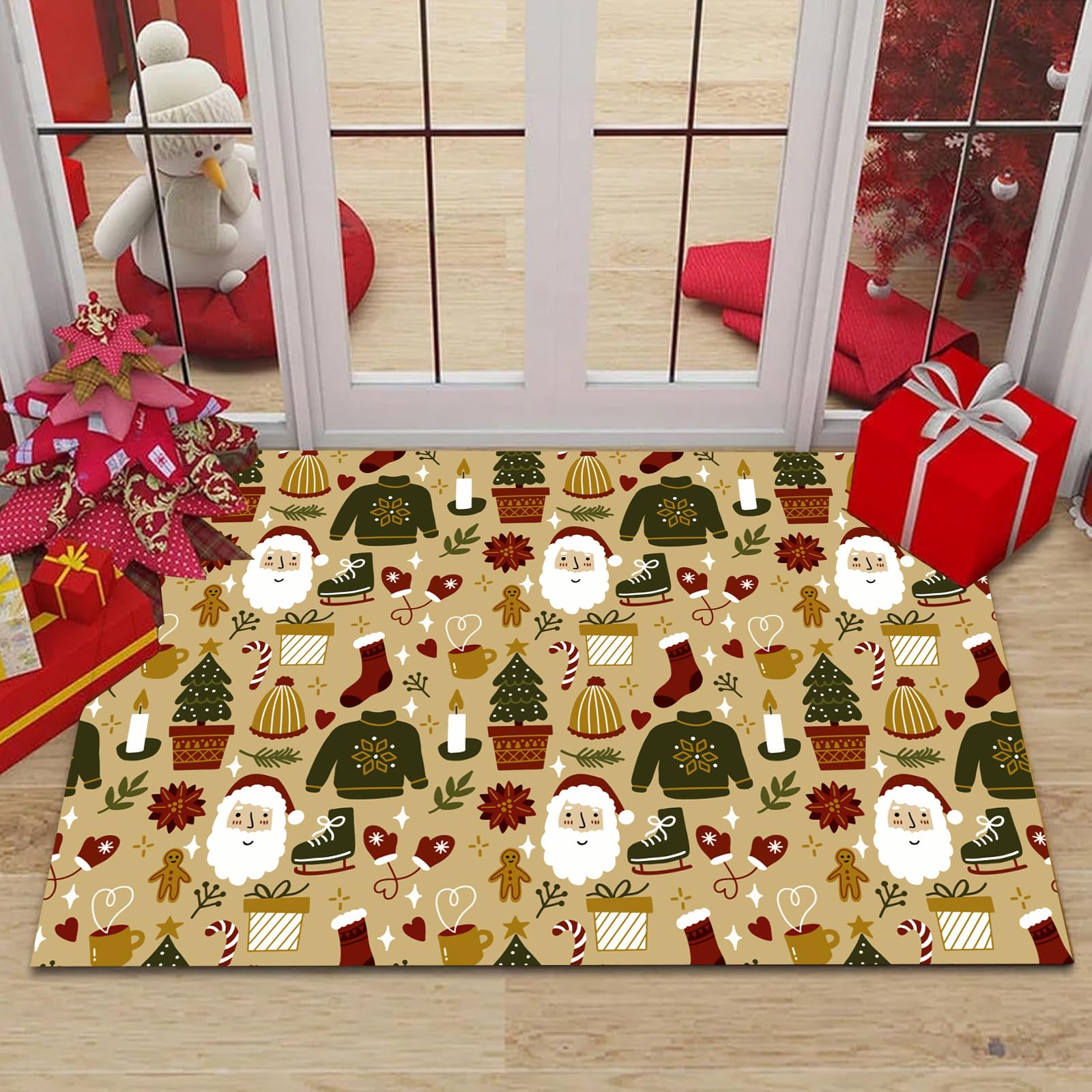 Amazon.com: Vintage Christmas Carpet Winter Holiday Pattern Area