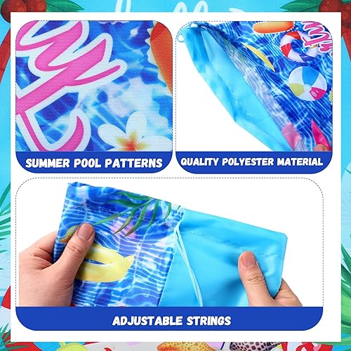 Miniatura 3 de Hosuly 24 bolsas con cordón para fiesta en la piscina, regalo de mochila hawaiana, bolsas de golosinas para dulces, playa, para cumpleaños,