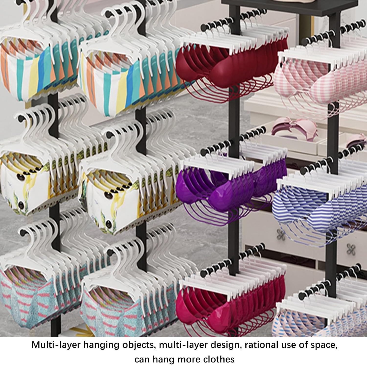 Clothing Store Underwear Racks, Multifunctional Retail Display Racks, Shorts Swimwear Socks Slippers Scarves Storage Hanger, Boutique Commercial Shelves ( Color : Gold , Size : 100x40x135CM/39.37x15.7
